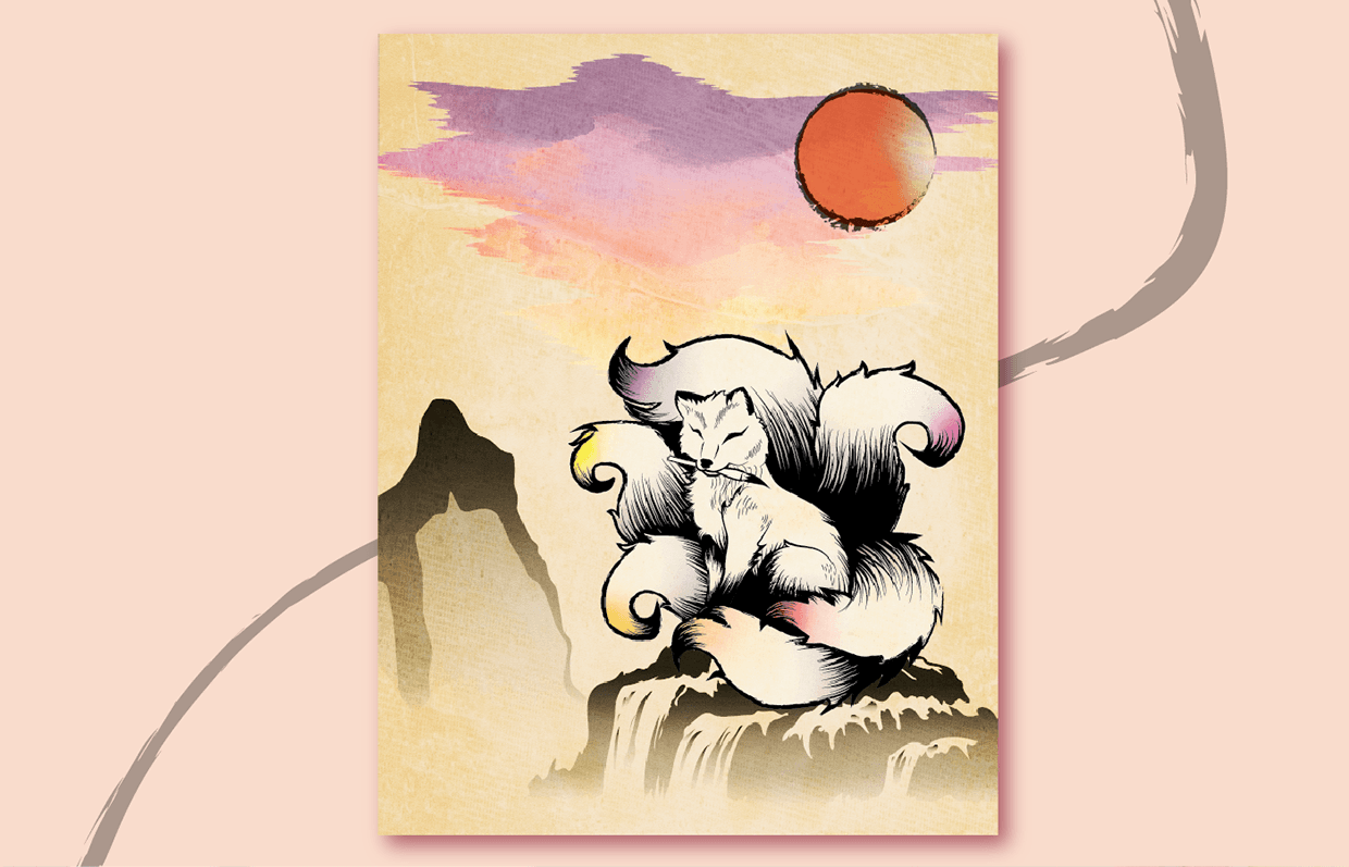 Kitsune Illustration Flat