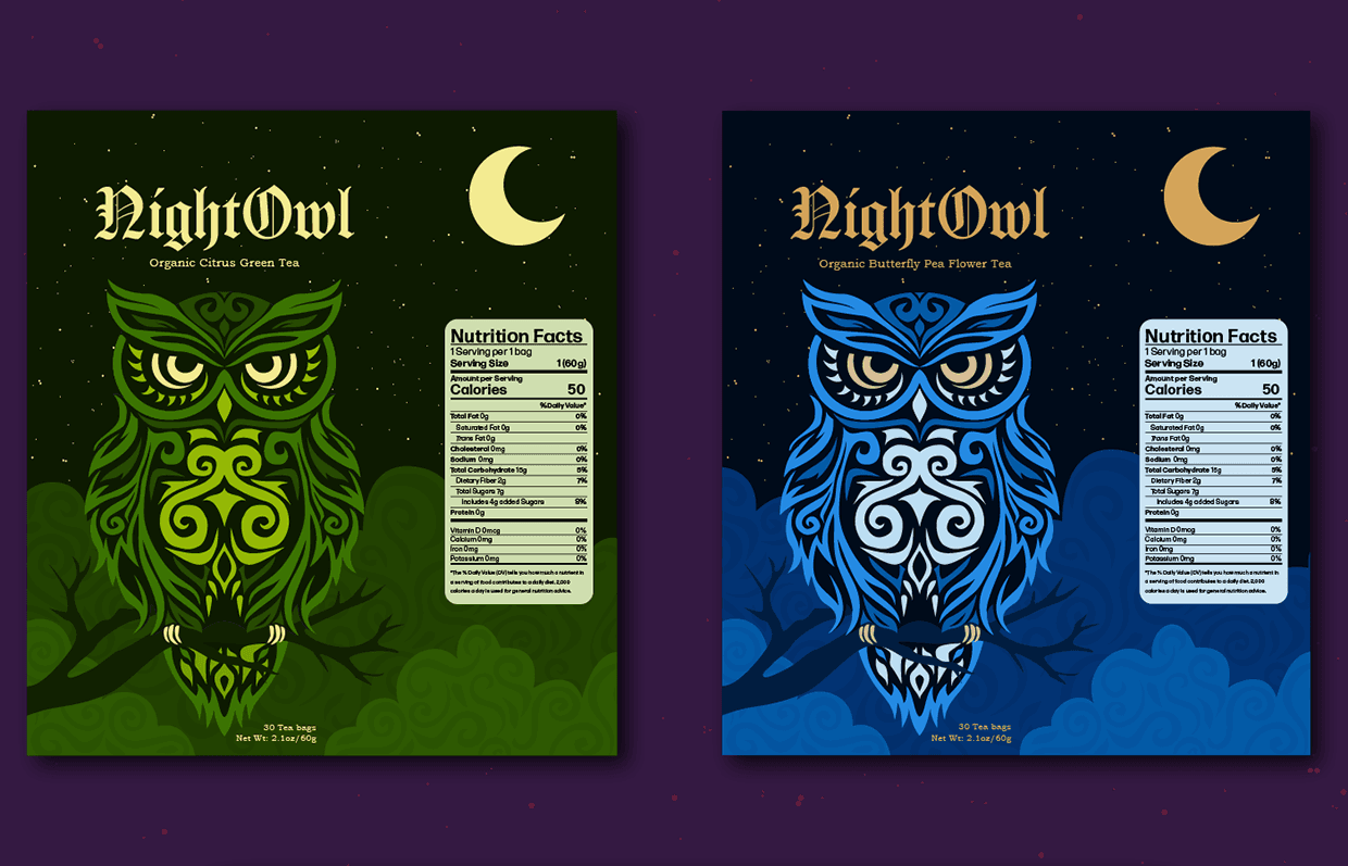 NightOwl Tea flat design 2